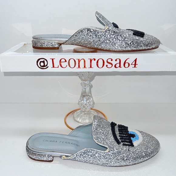 Chiara Ferragni beaded flirting eyes glitter mule 37 EU - Picture 3 of 8